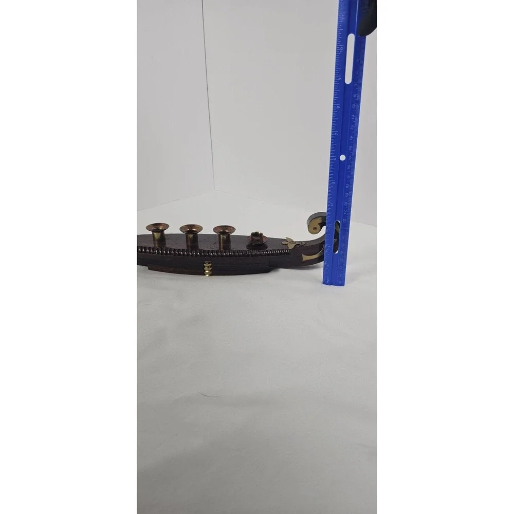 Viking Ship Gondola Wood‎ Brass Candelabra 4 Candle Brass Accent Mantel Shelf